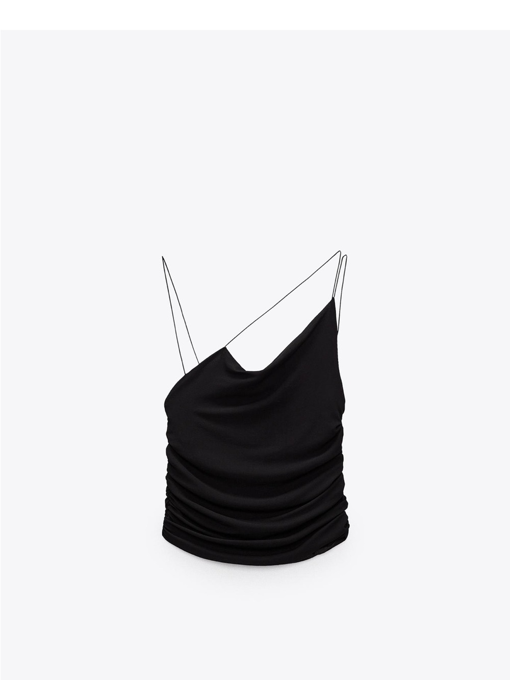 Zara Black Asymmetrical Cowl Neck Camisole